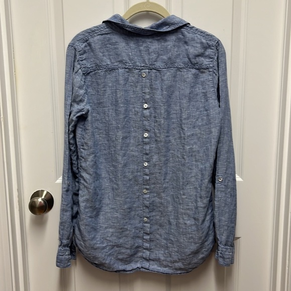 Sigrid Olsen Chambray Linen Button-down‎ Medium - Picture 3 of 3